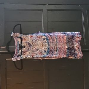 INC embellished tank with earrings size L paisley blue/orange beauty womens